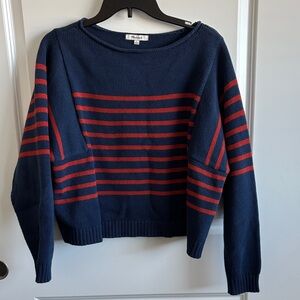 Madewell Striped Navy and orange Sweater